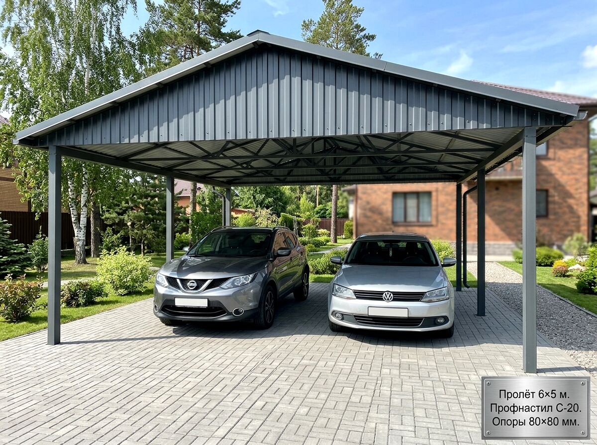 Двойной навес для двух авто, г. Истра